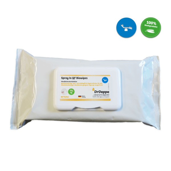 Flächen - Desinfektionstücher | QF- Bio-Wipes | Hygienetücher | 80 Stück/Packung