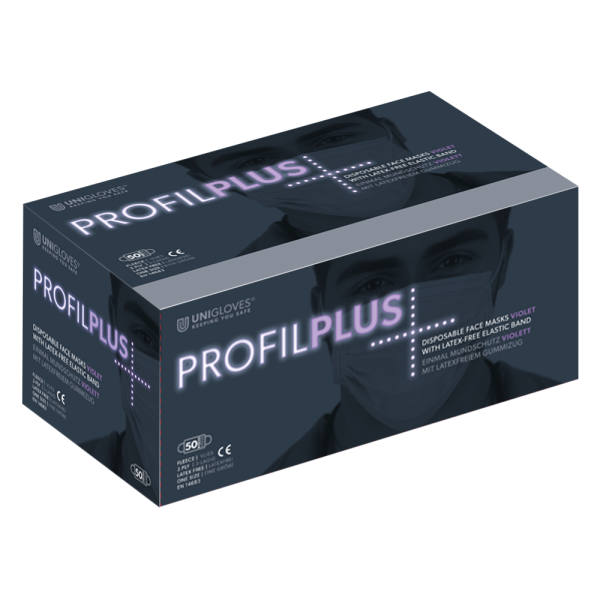 Unigloves Einweg Mundschutz Profil Plus | 3-lagig | Violett | 50 Stück