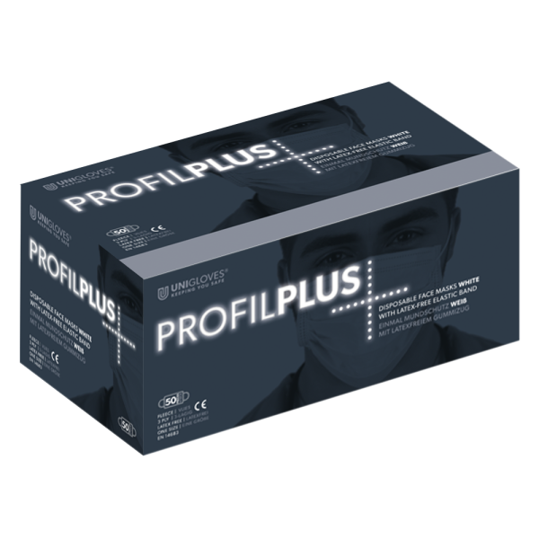 Unigloves Einweg Mundschutz Profil Plus | 3-lagig | Weiss | 50 Stück