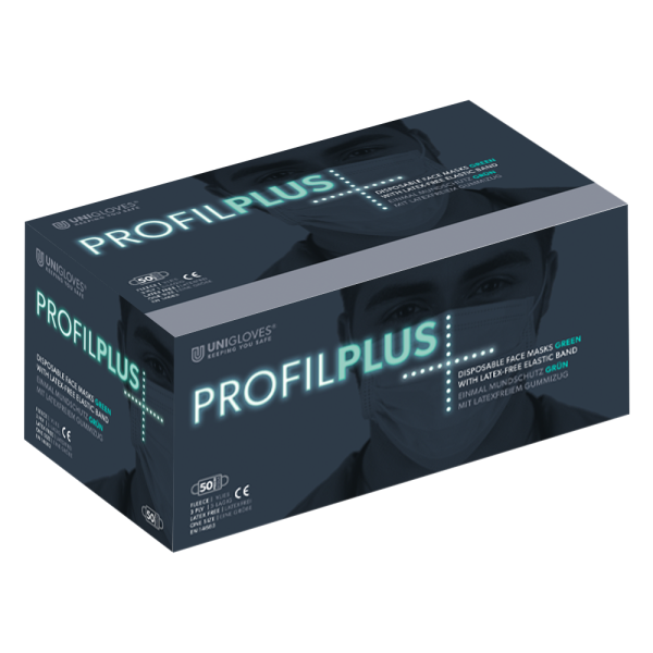 Unigloves Einweg Mundschutz Profil Plus | 3-lagig | Grün | 50 Stück