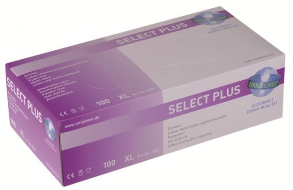 Unigloves Latexhandschuhe Select PLUS | XS-XL | 100 Stück/Box