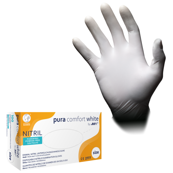 Puracomfort White Nitrilhandschuhe | XS-XL | 100 Stück/Box