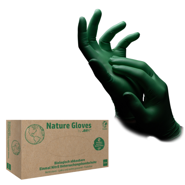 Nature Gloves | Nitril Untersuchungshandschuhe | Grün | XS-XL | 100 Stück/Box