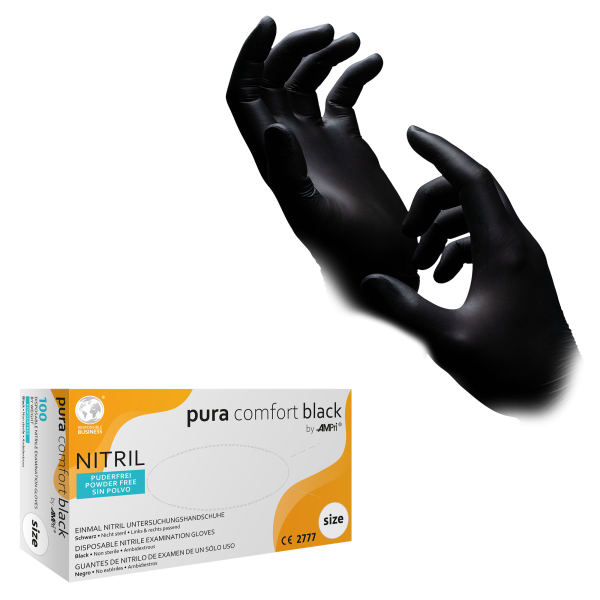 Puracomfort Black Nitrilhandschuhe | XS-XL | 100 Stück/Box
