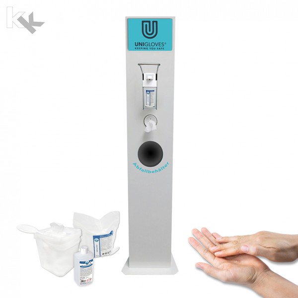 Unigloves Hygienetower Maxi 3-in-1 | Desinfektionsmittel-Spender | inkl. Erstbefüllung