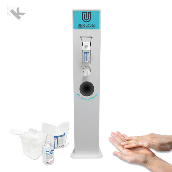 Unigloves Hygienetower Maxi 3-in-1 | Desinfektionsmittel-Spender | inkl. Erstbefüllung